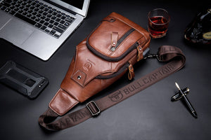 BULLCAPTAIN LEATHER SLING BAG WITH CHARING PORT - 129