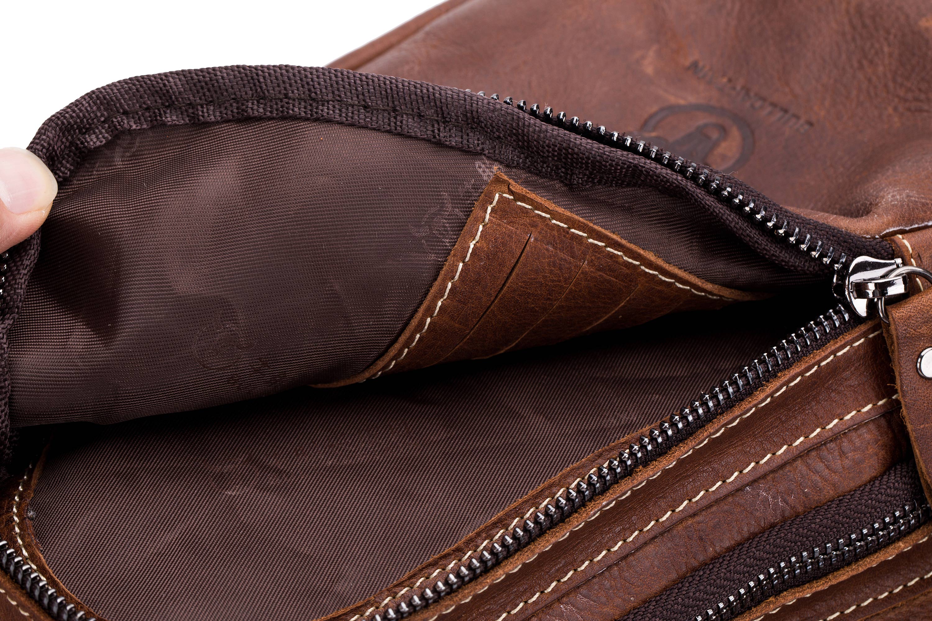 Bullcaptain Crazy Horse Leather Sling Bag Vintage Chest Men Bag Crossbody Small Shoulder Sachel Bags Casual Style For Men - 123