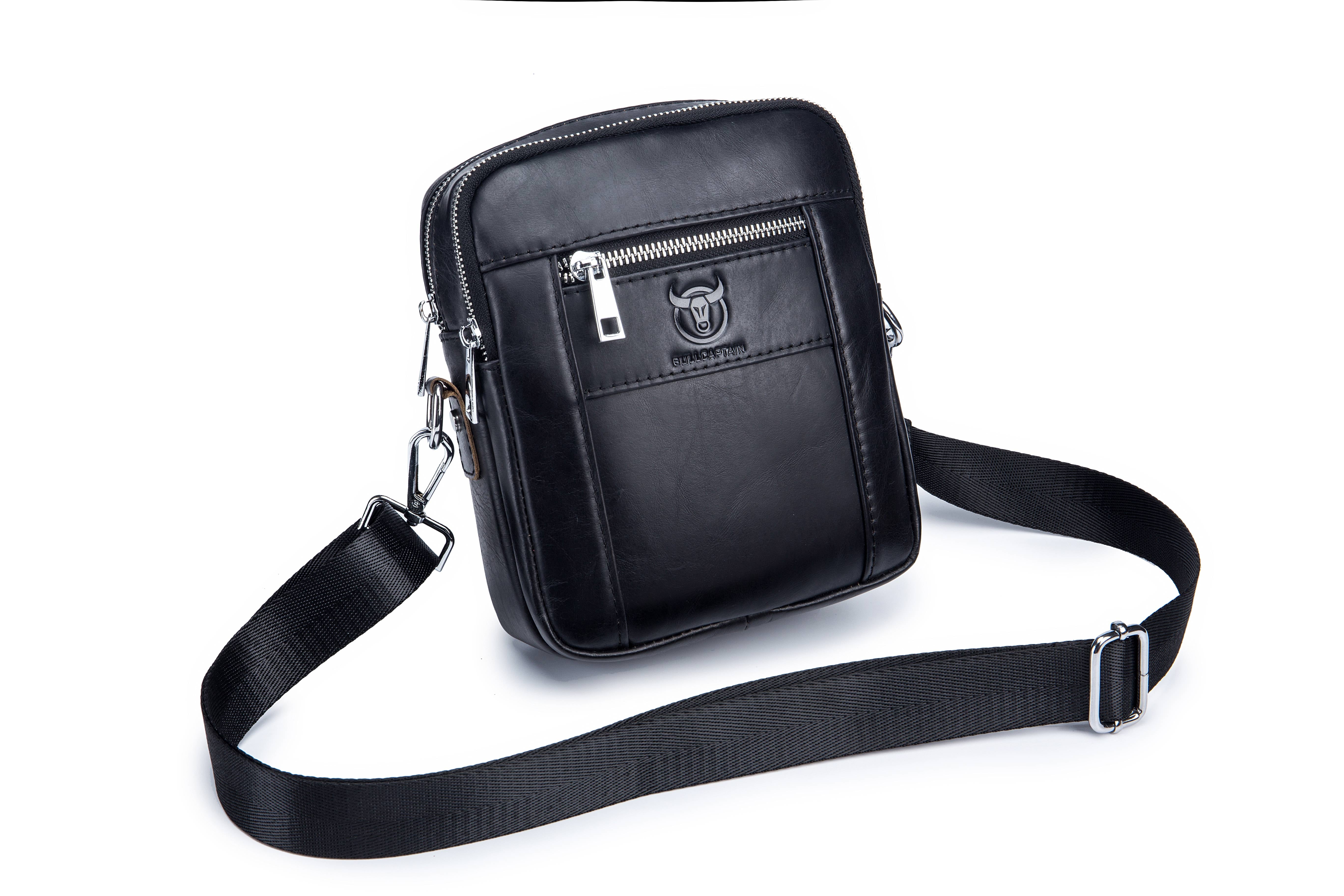 Bullcaptain Leather Messager Bag Vintage Mens Crossbody Shoulder Bag Handbags Purse Genuine Leather Satchel - 09