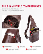 Bullcaptain Leather Bag Men Chest Sling Bag Genuine Leather Crossbody Small Sachel Bags For Men - 087