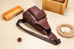 Bullcaptain Mens Leather Chest Bag Genuine Leather Sling Bag Crossbody Small Sachel Bags For Men - 128
