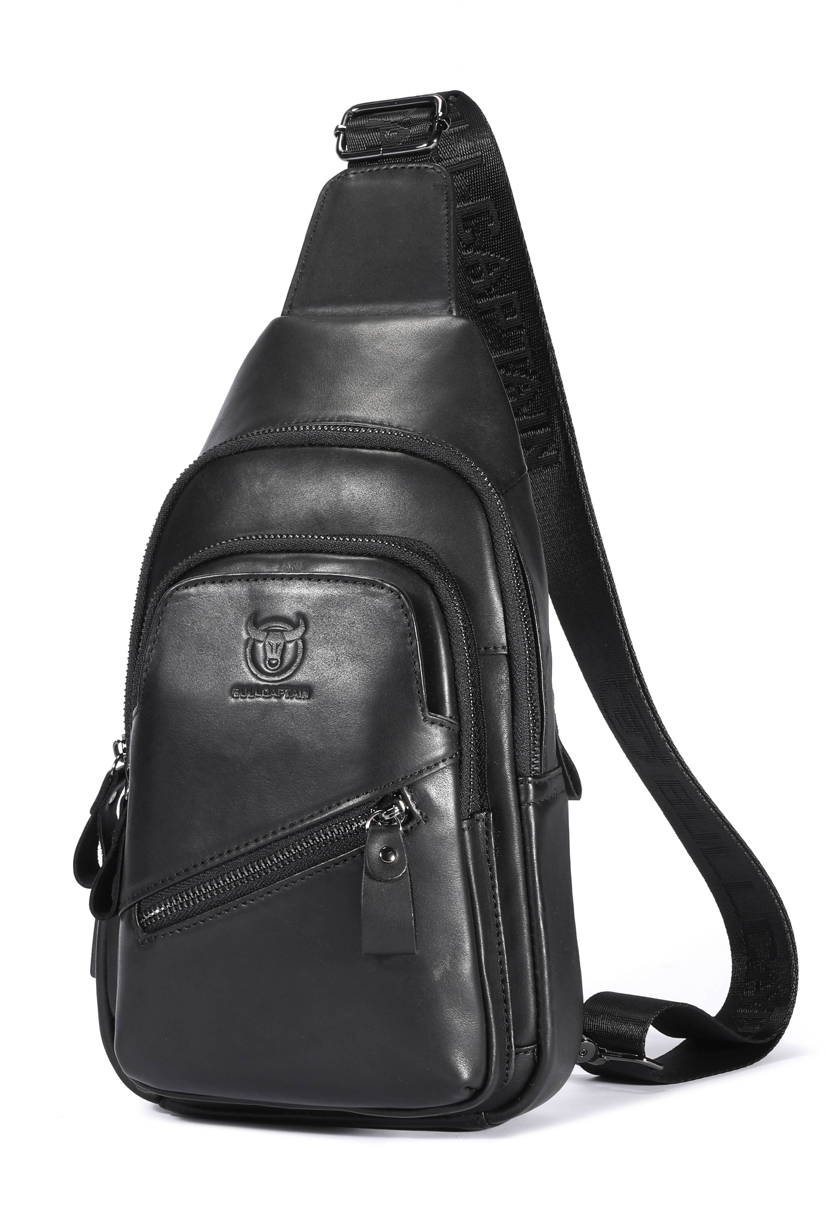 Bullcaptain Leather Crossbody Bag for Men Chest Sling Bag Genuine Leather Sachel Bags - 127