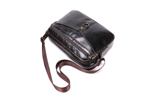 Bullcaptain Leather Messenger Bag Mens Crossbody Shoulder Bag Minimalist Satchel For Outing - 0309