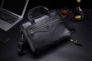 BULLCAPTAIN LEATHER BRIEFCASE - 044