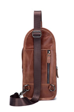 Bullcaptain Leather Sling Bag Hiking Daypack for Men Outdoor Travel Camping Fishing Crossbody Shoulder Chest Pack Backpack - XB06