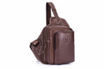 Bullcaptain Leather Sling Bag Chest Shoulder Hiking Backpack Vintage Crossbody Daypack for Men- XB013