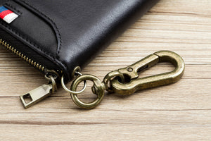 Bullcaptain Leather Key Holder Biflod Zip-around Key Organizer Case Rfid Blocking Men Wallet - 474