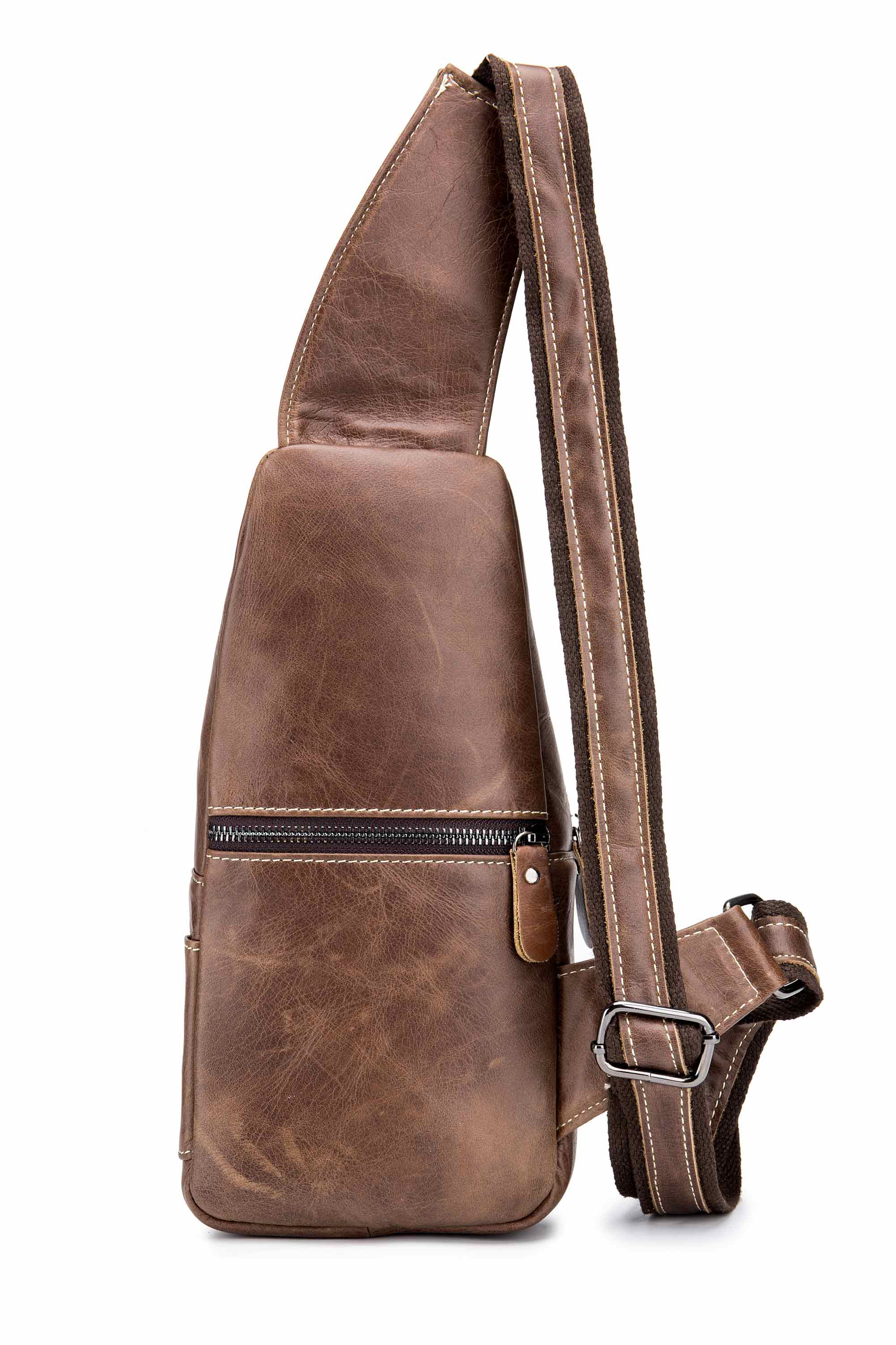 Bullcaptain Leather Sling Bag Genuine Leather Travel Chest Bag For Pad Size - 130