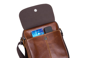 Bullcaptain Leather Crossbody Bag Mens Shoulder Bag Simple Messager Bag - B07