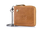 Bullcaptain Leather Zip-around Biflod Rfid Blocking Men Vintage Wallet With Chain ID Window Coin Pocket- 022