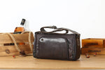 Bullcaptain Leather Fashion Bag Vintage Mens Crossbody Shoulder Bag Handbags Purse Multifunction Satchel with Earphone Hole- 001