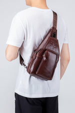 Bullcaptain Leather Crossbody Bag Men Chest Sling Bag Genuine Leather Small Sachel Bags For Men - 086