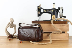 Bullcaptain Leather Fashion Bag Vintage Mens Crossbody Shoulder Bag Purse Multifunction Satchel with Big Logo- 0308