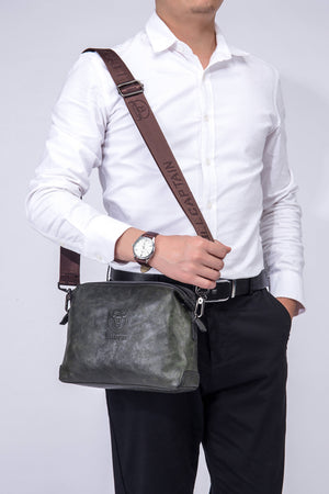 Bullcaptain Leather Fashion Bag Vintage Mens Crossbody Shoulder Bag Handbags Purse Multifunction Satchel - 0304