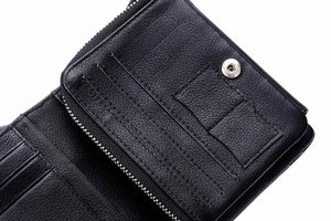 BULLCAPTAIN LEATHER TRIFLOD RFID BLOCKING MEN ZIPPER WALLET WITH COIN POCKET - 02