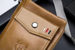 Bullcaptain Leather Biflod Rfid Blocking Men Wallet Minimalist with Zipper Coin Pocket and Hasp Pocket - 057
