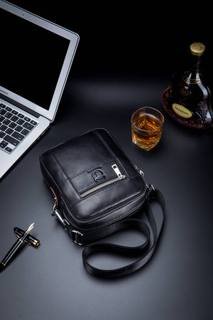 Bullcaptain Leather Messager Bag Vintage Mens Crossbody Shoulder Bag Handbags Purse Genuine Leather Satchel - 09