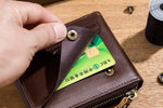 Bullcaptain Leather Zip-around Biflod Rfid Blocking Men Vintage Wallet With Chain ID Window Coin Pocket- 022