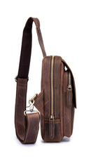 Bullcaptain Crazy Horse Leather Sling Bag Vintage Chest Men Bag Crossbody Small Shoulder Sachel Bags For Men - 133
