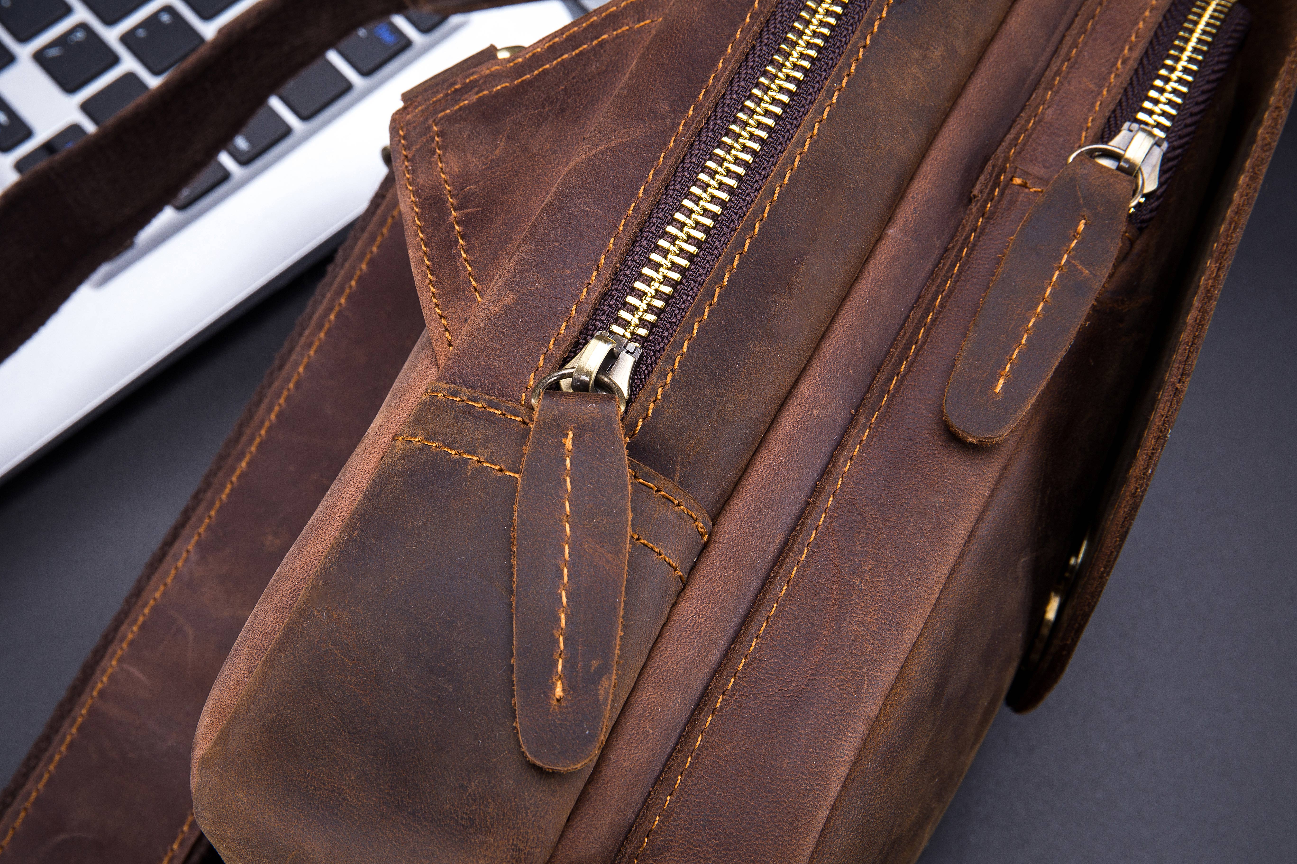 Bullcaptain Crazy Horse Leather Sling Bag Vintage Chest Men Bag Crossbody Small Shoulder Sachel Bags For Men - 133