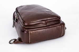 Bullcaptain Leather Sling Bag Men Chest Bag Genuine Leather Crossbody Small Sachel Bags For Men - 085