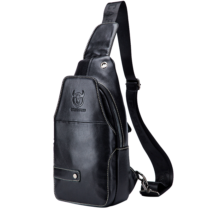 Bullcaptain Leather Bag Men Chest Sling Bag Genuine Leather Crossbody Small Sachel Bags For Men - 087
